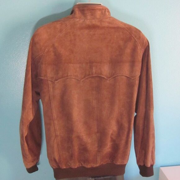 Orvis Mens Size L Brown Leather Jacket Zip Front Coat 54” Chest - Picture 14 of 14